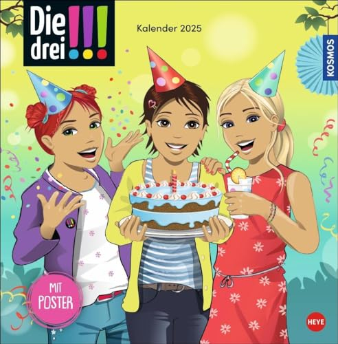 Die drei !!! Broschurkalender 2025: Das Mädchen-Detektiv-Trio in Aktion: Kalender mit coolen Bildern, spannenden Abenteuern und kniffligen ... Eintragen (Kino-Entertainment Kalender Heye)