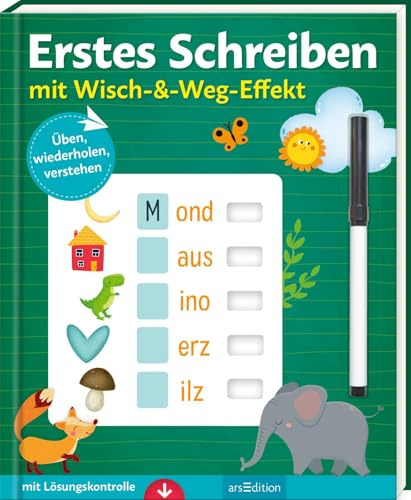 Erstes Schreiben – mit Wisch-&-Weg-Effekt: Üben, wiederholen, verstehen – mit Lösungskontrolle | Übungen mit abwischbarem Stift für Schulanfänger ab 5 Jahren