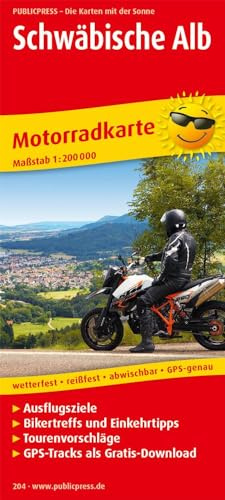 Publicpress Motorradkarte Schwäbische Alb 1:200.000: Motorradkarte mit Tourenvorschlägen, Ausflugszielen, Biker- & Einkehrtipps, GPS-Tracks als ... GPS-genau. 1:200000 (Motorradkarte: MK)