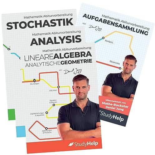 Mathematik Abitur Lernhefte Set inkl. Aufgabensammlung: Lernvideos von Daniel Jung - Abiturvorbereitung in Mathe (Mathe Abitur mit Daniel Jung: inkl. Lernvideos)