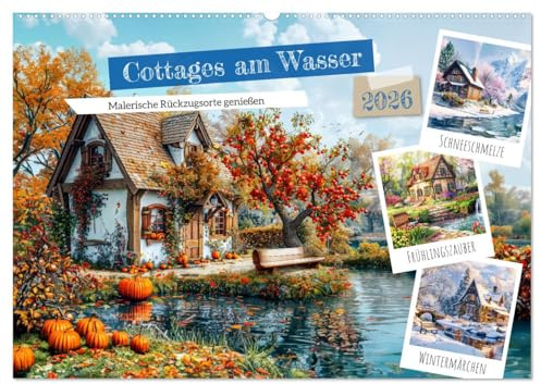 Cottages am Wasser - Malerische Rückzugsorte genießen (Wandkalender 2026 DIN A2 quer), CALVENDO Monatskalender: Ein Jahr in friedlichen Gärten und anmutigen Landschaften (CALVENDO Orte)