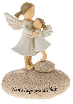Angels Nan's Hugs are The Best Sentimental Pebble Gift, Stone, White,