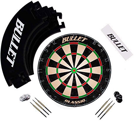 Bullet - Large Darts Tournament Set - Includes Dartboard, 6 Steel Darts, EVA Surround Ring, Throwing