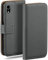 MoEx Funda con Tapa para Apple iPhone XR, con Ranura para Tarjetas, Funda Estilo Libro con protección de 360 Grados, Cuero Vegano, Antracita-Gris