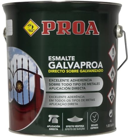 PROA Esmalte Forja directo sobre galvanizado o hierro. Galvaproa Forja. ÓXIDO FORJA 4L.