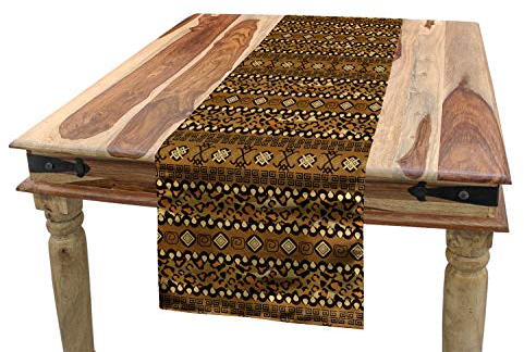 ABAKUHAUS Afrikanisch Tischläufer, Wildes tropisches Tier, Esszimmer Küche Rechteckiger Dekorativer Tischläufer, 40 x 225 cm, Blasser Karamell Dunkelbraun