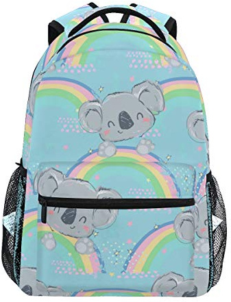 Koala mit Regenbogen Schulrucksack für Jungen Mädchen Kinder Reisetasche Bookbag