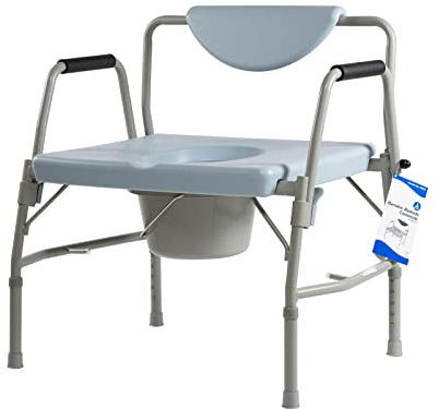 Dynarex Bariatric Drop Arm Bedside Commode, Multi-Use Portable Toilet Chair with 650 Pound Weight Capacity and a Heavy-Duty Steel Frame, Grey, 1 Bariatric Drop Arm Bedside Commode