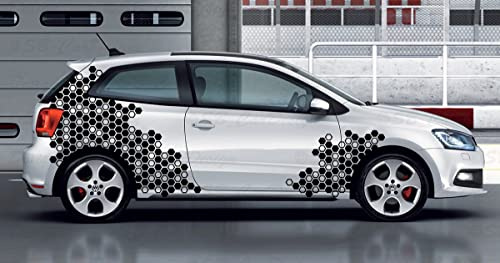 SB CarDesign Waben Set Autoaufkleber Hexagon Hexa Honeycomb passend für alle Autos Tuning (Schwarz, Design 1)