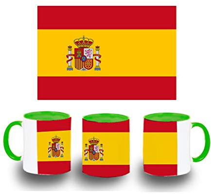 TAZA VERDE BANDERA ESPAÑA PAIS CONSTITUCION color mug