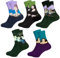 Chalier Cozy 5 Paar Lustige Kunst Socken Damen Baumwolle Bunte Gemusterte Socken Geschenk für Frauen Einheitsgröße Grün