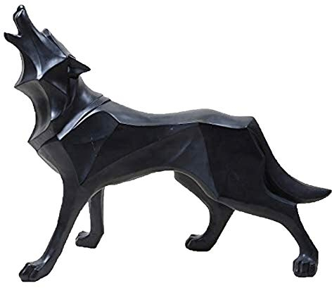 Desktop-Skulptur Geometrische Totem Wolf Hund Statue Harz Skulptur Home Decoration Zubehör Handköpfe Modell Dekoration Kunst Schmuck Statuette Geschenk (Color : C)