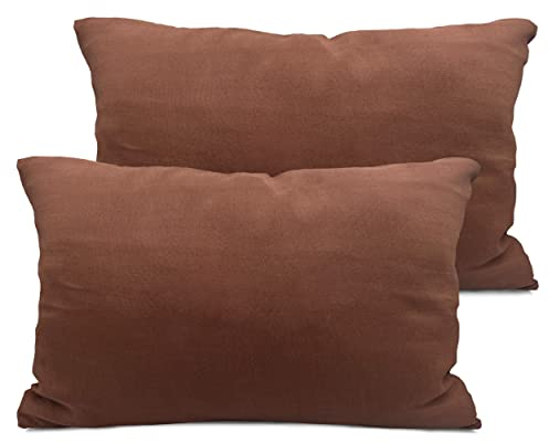 Meishida Juego De 2 Fundas De Super Loneta para Cojines de Sofá y Cama, con La Cremallera Oculta (Marrón, 40 x 60 cm)