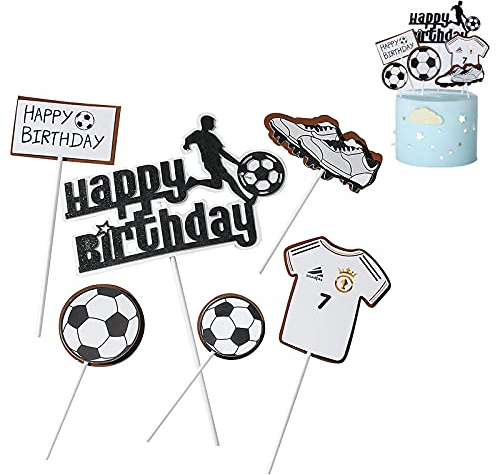XHBTS Kuchendeckel, Geburtstagstorte Dekoration, Party personalisierte Cake Topper, Alles Gute Geburtstag Cake Topper für Baby Boy, Fußballparty, Sport Party Dekoration (Fußball)