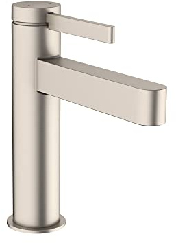 hansgrohe Finoris 76020821 Moderne Waschbeckenarmatur mit 1 Griff, 1 Loch, 0,000 cm hoch, gebürstetes Nickel