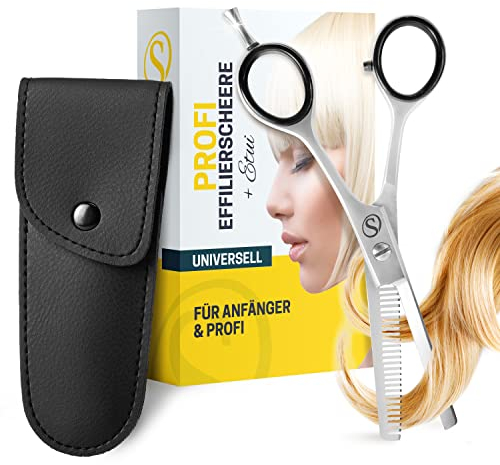 Ciseaux à effiler professionnels SCHMIEDWERK, ciseaux de coiffure, coupe nette et précise, coupe de cheveux parfaite pour femmes et hommes, ciseaux de coupe de cheveux avec étui (ciseaux à effiler)