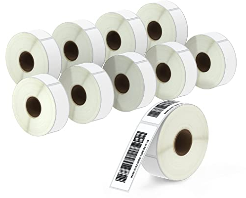 BETCKEY - 25mm x 76mm(1 in x 3 in) Perforierte Barcode/Adresse Thermoetiketten Kompatibel mit Zebra und weiteren Druckern [10 Rollen/5200 Etiketten]