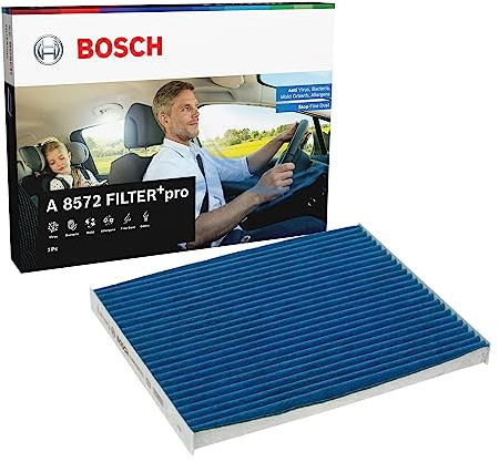 Bosch A8572 - Filtre d'habitacle anti-odeurs et anti-bactérien FILTER+pro - efficace contre les gaz malodorants, les virus, la moisissure, les particules fines et les allergènes