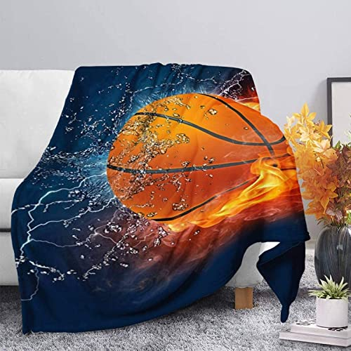 Kuscheldecke 140x200 Basketball, 3D Gedruckte Flanell Fleecedecke Basketball Weiche und Warme Wohndecke, Decke als Sofadecke, Tagesdecke Wolldecke für Kinder Erwachsene