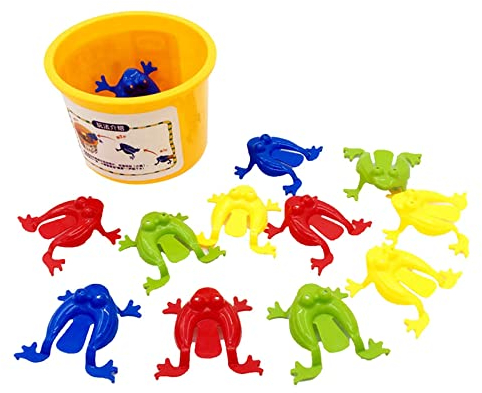 Baoblaze 12 Teiliges Springfrosch Spielzeug mit Eimer Trichter Spiel für Kinder, 1Stk, wie beschrieben