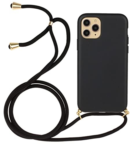 CoverKingz Handykette kompatibel mit iPhone 14 Pro - Handyhülle Case Band Kordel Silikonhülle Cover - Handy Hülle zum Umhängen Schwarz