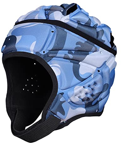 DGYAO Rugby-Kopfschutz, Scrum-Kappe für Herren und Jungen, schützende Kopfbedeckung, gepolsterte Ausrüstung, Helm für Kopfschutz (Blau, Erwachsene)