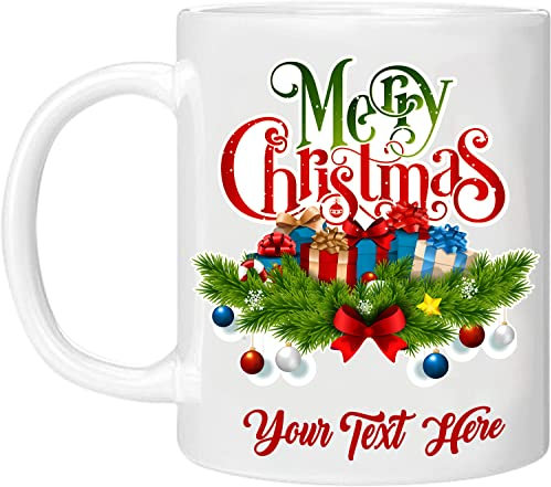 EKAM Personalised Christmas Mug, Santa Coffee Mug Cup - Custom Any Name Coffee Mug - Customised Gift on Christmas Day for Mom, Dad, Kids, Friends or Girls, 11oz Ceramic Coffee/Tea Cup (Design 06)