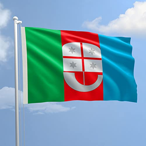 Bandiera Liguria 70x100 cm in Poliestere Nautico Ignifugo 115 g/mq per Uso Interno ed Esterno con Finiture Professionali, Doppie Cuciture, Corda e Guaina, Colori Brillanti e Duraturi