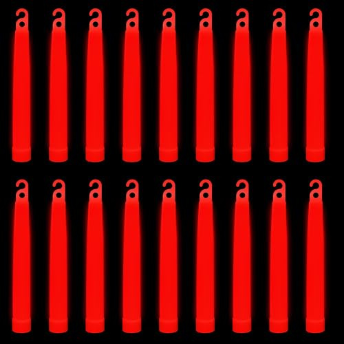 WedDecor Neon Farben Ultra Hell Fluoreszierend Leuchtstab Rohre Tragegurt Premium Fluoreszierend Stangen Licht Stäbe für Abschlussfeier, Camping, Neu Year S Eve, 6 Inches, 25pcs, Rot