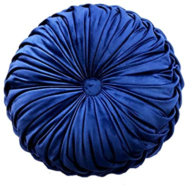 Fouriding Runde Wurf Kissen für Couch dekorative 15 X 15 Kürbis Runde Samt Kissen für Sofa Bett Stuhl Boden Auto dekorative (Dunkelblau)