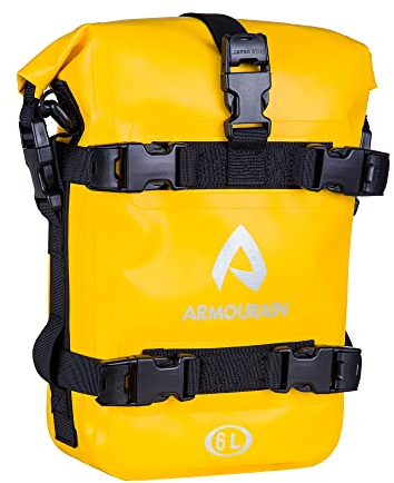ARMOURAIN Borsa Paraurti Moto Impermeabile 6L Borse Moto Paramotore con Tracolla Moto Crash Bar Borse Laterali Impermeabili Strumenti Equitazione Accessori (PVC Giallo)