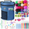MIAOKE 79-teiliges Häkelset, große Stricktasche, Garnaufbewahrung, Organizer, Häkel-Starter-Kits mit wasserdichter Tasche, Anfänger-Strickzubehör-Set, für Anfänger und Erwachsene, Reise-Häkelbedarf