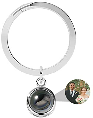 ASD Jewerly Personalisierte Foto Kreis Schlüsselanhänger Projektion Schlüsselanhänger Geschenk für Frauen, Freunde, Paare
