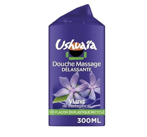 USHUAIA - Douche Ylang Relaxe - Gel douche 300 ml - Parfum exotique - Soin corporel apaisant - Hydratation quotidienne - Lot De 4
