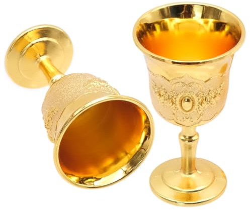 INHEMING 2pcs Vintage Chalice Goblet,Vintage Wine Glass Chalice Goblet Glasses,King's Royal Chalice Embossed Wine Cup for Parties, Weddings, Wine, Whisky