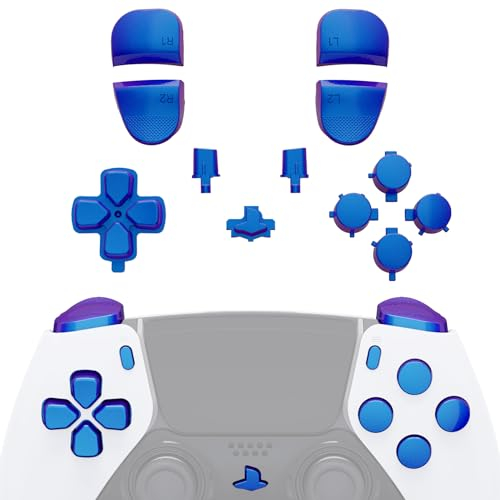 eXtremeRate Replacement Full Set Buttons Compatible with ps5 Edge Controller, Chameleon Purple Blue D-pad Share Options Home Face Buttons R1 L1 R2 L2 Triggers Compatible with ps5 Edge Controller