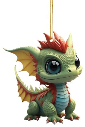 Niedlicher Weihnachtsdeko Baby Drache im Ei Anhänger Weihnachten Dinosaur 2D Acryl Lustige Weihnachtskugel Katze Cute Deko Christmas Ornaments Tree Decorations Weihnachtsbaum Tannenbaumschmuck