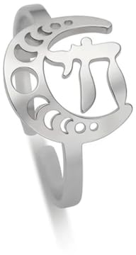 Frauen Halbmond Phase Offener Ring Edelstahl Amulett Lotus Knoten Yoga OM Finger Ringe Himmlischer Schmuck Geschenk