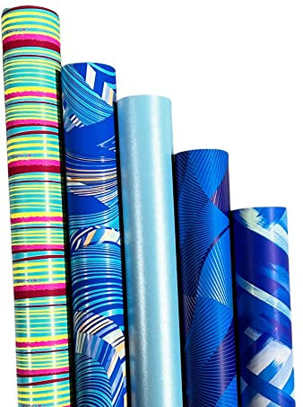 arkamii, Geschenkpapier 10 Rollen Größe 2 m x 70 cm blau (R20)