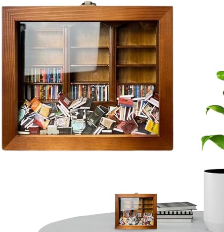 Kaxenig Anxie- Bookshelf Shake Away Your Anxie-, Miniatur-Bücherregal, Angst Bücherregal Miniatur Holz Bücherregal Shake Away Ihre Angst Bücherregal Für Buch Liebhaber