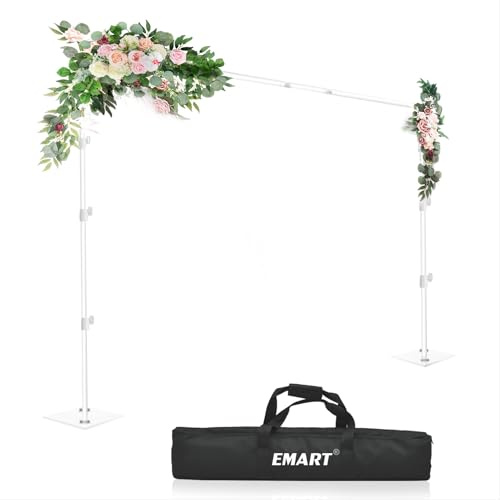 Emart bakgrundsstativ, 2,0 x 3,0 m justerbart bakgrundsstödsystemkit med stålbas för fotografi, fotostudio, födelsedagsfester – vit