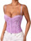 HUXRAKV Corsé para Mujer Corpiño de de Encaje Frente Abierto Bustiers con Tirantes Fiesta de Halloween Novedades Noche Club,A-Morado,L