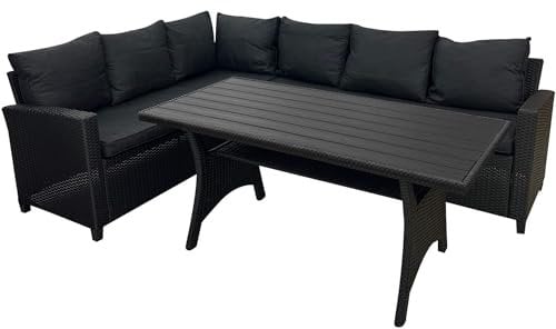 KYNAST Exklusiv Terrassen Sofa ESS Loungegarnitur 3 TLG. Polyrattan Sitzgarnitur mit Kissen