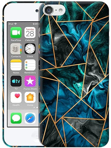 GlamCase Schutzhülle für iPod Touch 7. / 6. / 5. Generation, blauer Marmor, geometrisches Muster, bedruckt, schlank, niedlich, Kunststoff, Hartschale, für iPod Touch 7/6/5