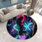 3D Controller Gaming Rug, Round, 140 cm, Non-Slip Doormat with Graffiti Game Console Decoration, Washable for Gamers, Boys, Teen, Bedroom, Living Room (A)