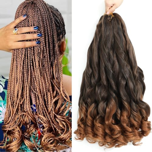 8 Packs 22 Inch Curly Braiding Hair 1B/30 Crochet Braiding Extensions
