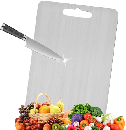 Xiujuers Tagliere in Titanio, 34 * 23CM Titanium Cutting Board, Tagliere da Cucina in Titanio, Tagliere Acciaio Inox, Tagliere in Acciaio Inox, Adatto per Tagliare Carne, Frutta e Verdura (1PCS)