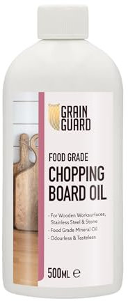 GRAIN GUARD Chopping Board Oil | 500ml | Food Grade Mineral Oil | Ideal for Wooden Chopping Boards and Worksurfaces, Stainless Steel and Stone Surfaces | Odourless & Tasteless