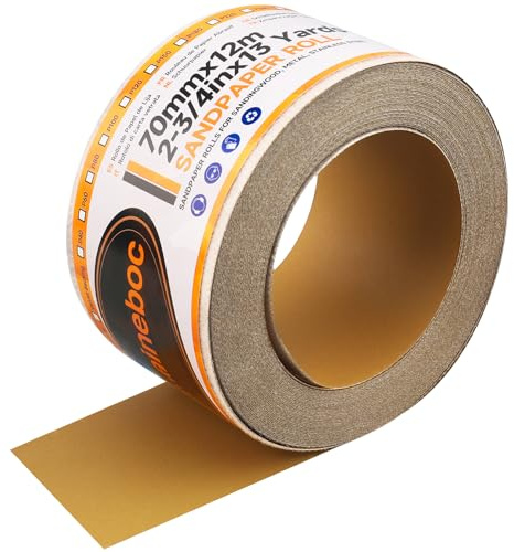 Shineboc Körnung 320 Netz Schleifpapier Rolle Klett, 70 mm x 12 m, Kollokation mit 70mm Breites Handschleifer, Schleifgitter für Holz, Metall, Wand
