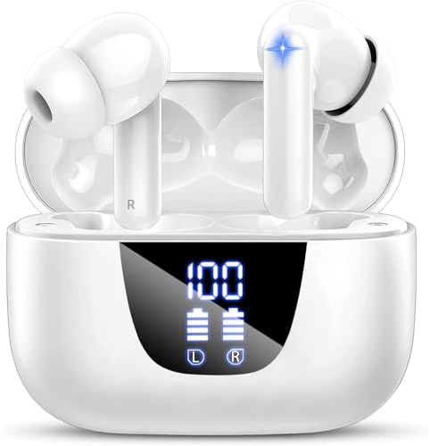 Bluetooth Kopfhörer, Kopfhörer Kabellos Bluetooth 5.3 In Ear Kopfhörer mit 4 ENC Mikrofon, Neue Kabellose Kopfhörer Noise Cancelling Earbuds mit 56H Deep Bass, USB-C, IP7 Wasserdicht Ohrhörer(Weiß)